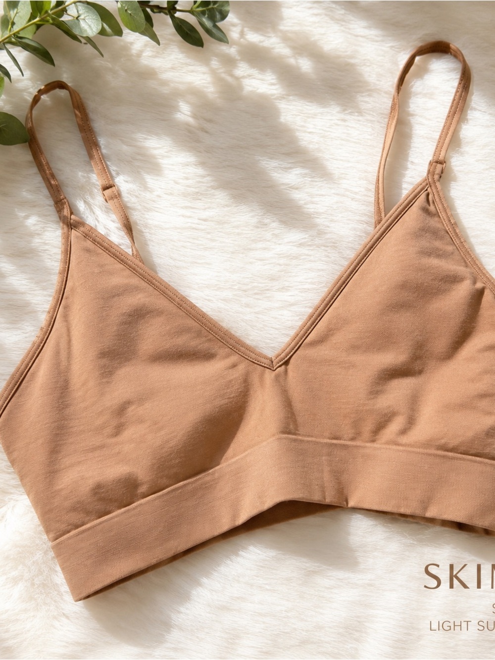 SKIMS Fits Everybody Triangle Bralette Bra 1X Nude Brown Wireless